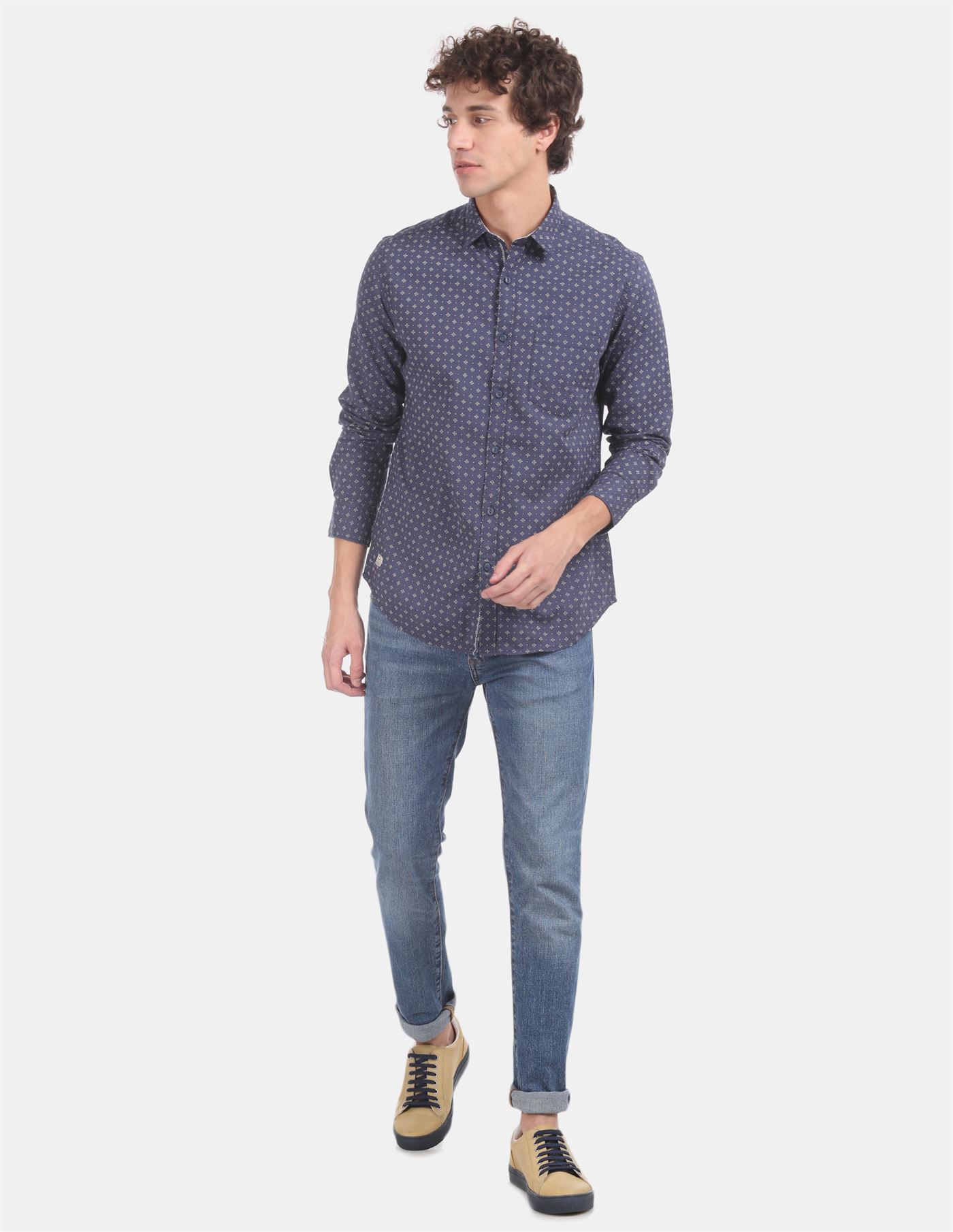 Ed Hardy Men Casual Wear Blue Shirt